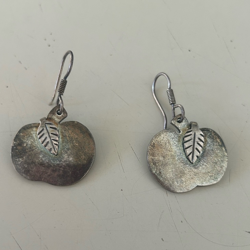 Vintage Sterling Silver Apple Shaped Earrings